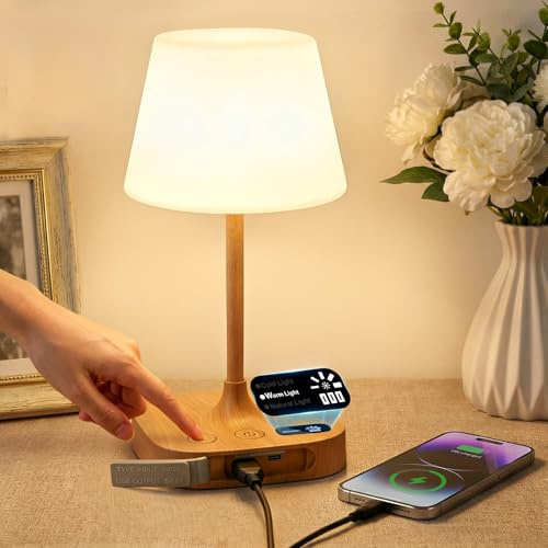 Lamparas Mesita Noche, Lampara Inalambrica Portatil LED Táctil Recargable