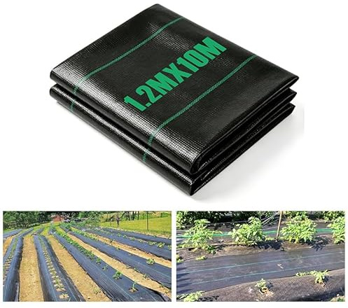 GAOHUI Membrana resistente de malezas, 1,2 x 10 m, resistente al desgarro, tela de control de malezas con protección UV, transpirable para cubrir el suelo, patios, jardín, macizos de flores