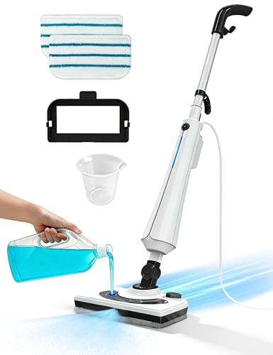 Steam Mops for Floor Cleaning, 1300W Floor Steamer with Detergent Chamber, 25S Heat Up, Lightweight Steamer for Cleaning with 2 Washable Pads, Safe for Tiles, Upholstery, Carpet, Hardwood