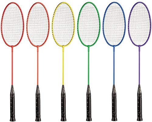 Champion Sports 26 Single Shaft Badminton Racket with Nylon Coated Steel Strings (Set of 6) - Multiple Colors - For All Skill Levels