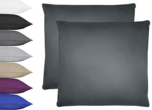 NatureMark 2er Pack Microfaser Kissenbezug 100% Polyester Kissenhülle mit Reißverschluss 40x40cm Anthrazit grau