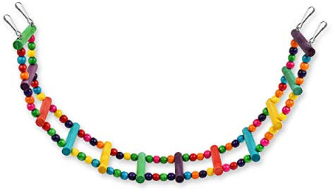 SCSpecial Vogelleiter, Spielzeug, 70 cm, farbig, flexibel, für Papageien, Schaukel, Brücke aus Holz, Nymphensittiche, Käfig, zum Aufhängen, Kletterleiter