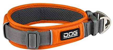 DOG Copenhagen Urban Explorer Collar 2.0 - Padded Dog Collar - Reflective - Comfortable, Orange Sun, Size XS