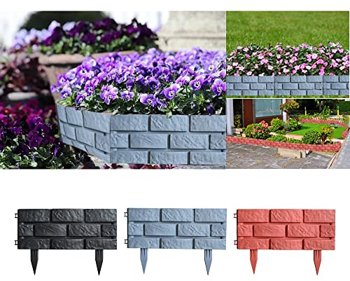 Ram® 8 X Grey Brick Effect Garden Lawn Edging Grey Lawn Border Stone Effect