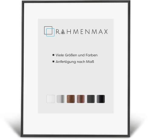 RahmenMax® Iowa Bilderrahmen 47,7x67,7 cm zum Aufhängen/Bilderrahmen Maßanfertigung möglich/Posterrahmen aus Kunststoff/Bilder Rahmen in Schwarz Matt mit Antireflex Acrylglas/Puzzle Rahmen