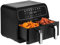 Innoteck Kitchen Pro 8L Dual Basket Air Fryer - Digital LED Display with 8 Pre-Set Cooking Programs - Air Frying, Roast, Dehydrate, Bake, & Reheat - 1700W - Oil-Less Cooking, Shake Reminder - Black