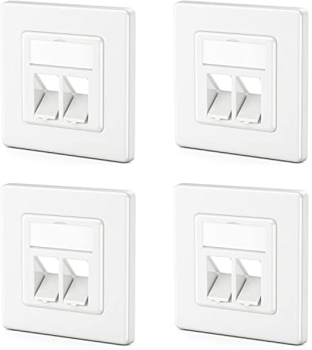 deleyCON 4x 2-Ports LAN-Anslutningsuttag Datauttag Infällt Uttag för Keystone-Moduler 45° Vinklat Uttag för Keystone-Moduler med till Exempel RJ45 Koaxial F-Kontakt RJ-11 Cinch-Jack Toslink PS2