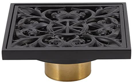 Desagüe De Piso con Filtro Y Cubierta, Desagüe De Ducha Negro Cuadrado De Acero Inoxidable Desagüe De Rejilla De Desagüe Cuadrado Parte De Drenaje De Puerta para Inodoro De Baño