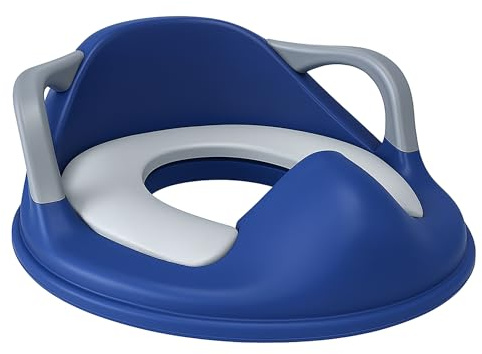 Children Junior Training Potty Toilet Toddler Baby Kids Trainer Chamber Seat Plastic Chair with Cut Out Slot for Easy Carrying, Easy Empty & Clean (I-1 x Blue & White Potty Training Seat)