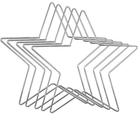 5 Stück Metallring zum Basteln, Herz/Mond/Fünfeck Traumfänger und DIY Weihnachten Handwerk Basteln, für Hochzeit Kranz, Traum Catcher (Fünfzackiger Stern(50MM*5), Weiß)