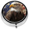 Pillendose Adler mit USA-Flagge, Pillendose mit Spiegel, Retro, kleiner Pillen-Organizer für Vitamine, Fischöl, tragbar, Nahrungsergänzungsmittel, kleiner Pillendosierer für Tasche oder Reisen