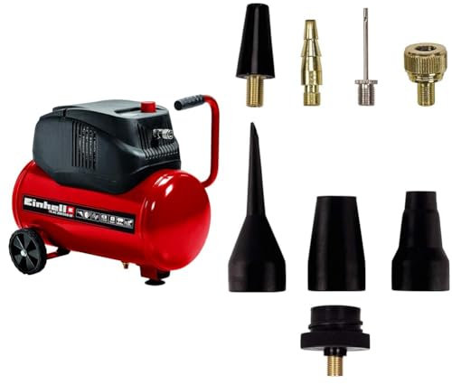 Einhell Tc-Ac 200/24/8 Compressore D'Aria 220-240 V, 50 Hz, 1200 W, 24 Litri & 4139695 - Set adattatori per compressori, 8 pezzi