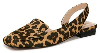Franco Sarto Womens Teagan Slingback Ballet Flats Ballet Flat Camel Brown Animal Print 8.5 M
