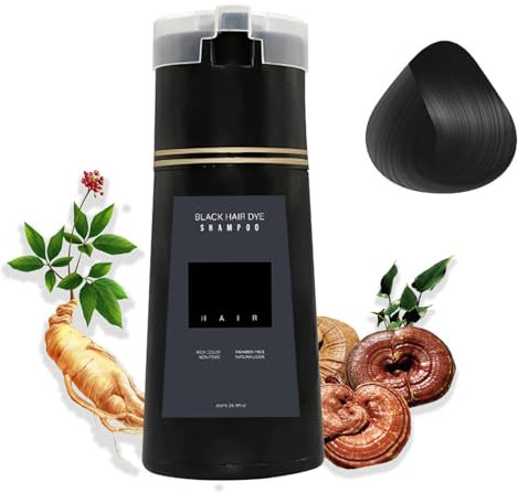 Hair Dye Shampoo, 200ml Champú para Teñir el Cabello Negro Champú de Color para el Cabello Instantáneo, Champu para Tinte de Pelo Natural y Duradero para Hombres, Mujeres