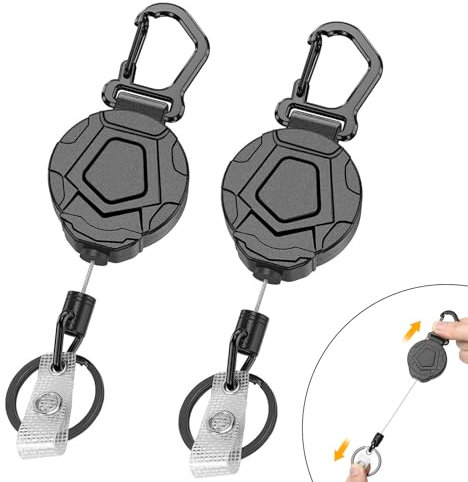 SURFOU Schlüsselanhänger Ausziehbar Stahlseil Karabiner Stabil Zwei, Schlüsselband Einziehbarer Schlüssel Band mit Zugband, Schlüsselbund Ausziehbarer Jojo Stark Retractable Keychain Lang zum Kinder