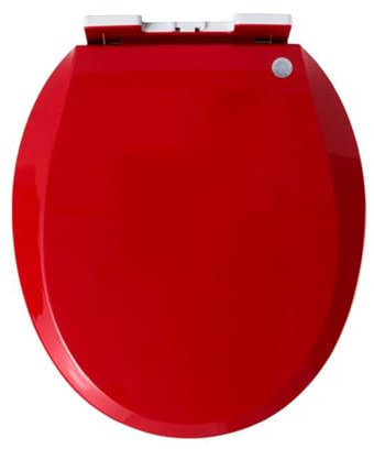 Giural Farbe WC Sitz, Klodeckel Mit Absenkautomatik Und Quick-Release, Toilettendeckel Mit Absenkautomatik, Antibakterielle Klobrille O-Form PP Toilettensitz,WC Deckel 36 * 41Cm,Rot