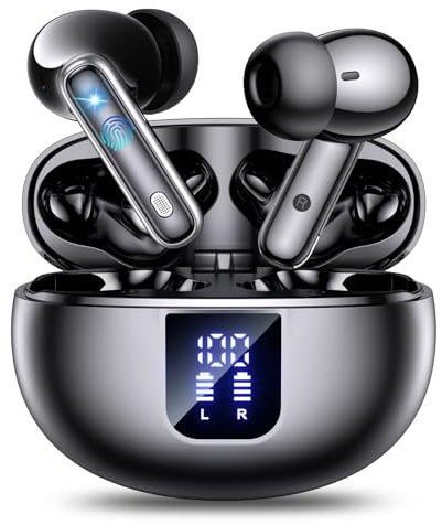 Lärmreduzierung Bluetooth Kopfhörer ANC/ENC, In Ear Kopfhörer Kabellos Bluetooth 5.4, Transparenter Modus, 40 Std Spielzeit, mit 4Mic, LED Anzeige, HiFi Stereo, Ergonomie, IP7 Wasserdicht Ohrhörer