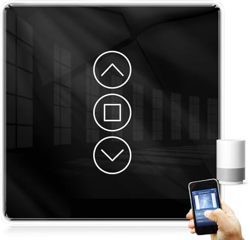Interruttore Wi-Fi per tapparelle, interruttore intelligente per tapparelle, 2,5D, compatibile con Alexa, Yandex e Google Home, timer e controllo vocale, scala neutra, nero