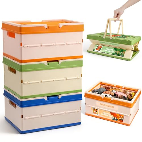 FRUSE 3 Pack Toy Storage Box, Large collapsible Toy Box with Lid and Handle,Large Toy Storage Organizer Boxes Bins for Kids, Boys, Girls, Nursery,Playroom,Bedrooms,Living Rooms,