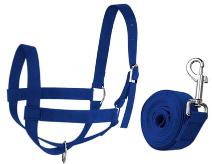 Milageto Cabestro para Vacas con Cuerda guía, Ajustable, de Nailon, para establos, Suministros Esenciales para Ganado, Cabestro para terneros, Bridas para, S