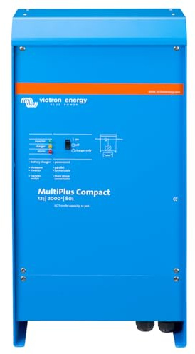 Victron Energy MultiPlus 2000VA 12-Volt 230V Reiner Sinus Wechselrichter 80 Amp Batterie Ladegerät, Kompakt