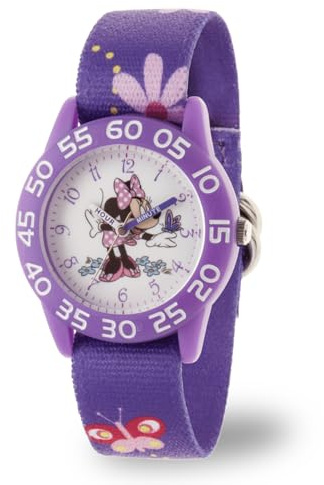 Disney Minnie Mouse Watch for Kids 3-5 – Fun & Stylish Minnie Watches for Young Fans – Cute Watch Girls & Toddlers with Purple Bezel, White Dial & Adjustable Purple Nylon Strap