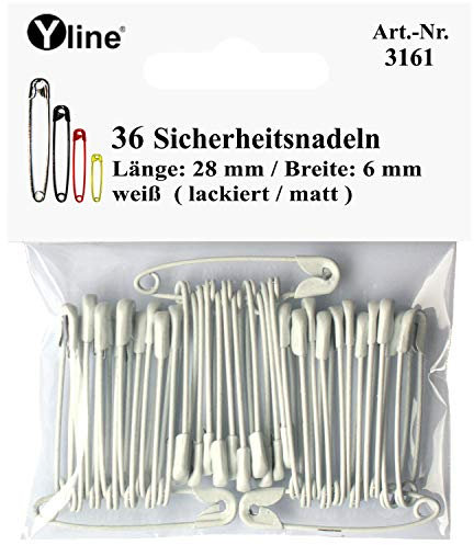 36 Sicherheitsnadeln ca. 28 mm weiß, Sicherheits- Nadel Nadeln, sl, 3161