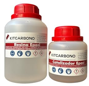 Kitcarbono 750 GR RESINA EPOXI TRANSPARENTE PROFESIONAL para bricolaje,madera,artesanado,joyería,obras de arte,suelos,modelado,mesas,creaciones artísticas,revestimientos protectores,fibra de carbono,