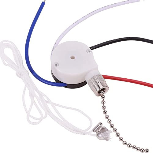 Piarktoy Kit interruttore ventilatore da soffitto a 3 velocità 4 fili, interruttore della ventola con cerniera interruttore di controllo della velocità, interruttore a filo ZE-208S con corda