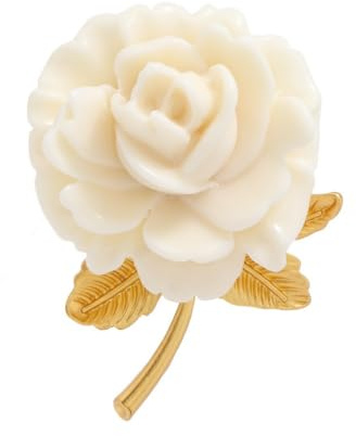 Broche de flor de rosa blanca para mujeres y niñas, a la moda, hoja dorada, resina, flores, broches de solapa, ramillete de solapa, accesorios de vestir, boda, vacaciones, aniversario, joyería de