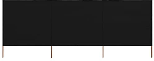 ShGaxin Paravent 3 Panneaux Tissu 400 x 160 cm Noir,Résistant Au Vent Et Aux UV,Brise-Vue pour Balcon,Paravent De Balcon De Jardin