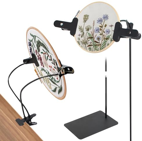Support de cadre de broderie en métal pour point de croix Support pour cerceau à broder avec Double pince Accessoires de point de croix pour outils de couture de broderie artisanale de bricolage