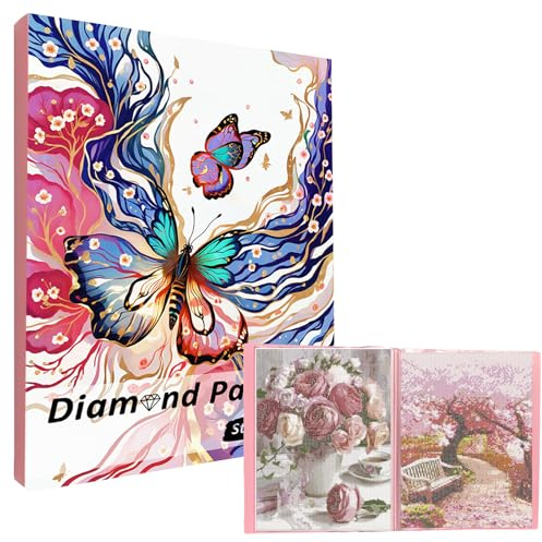 MUFEKUM A3 Diamond Paintings Bildersammlung, Kunststoffmappe für Schmuckarbeiten und Kunstportefeuille (Pink)