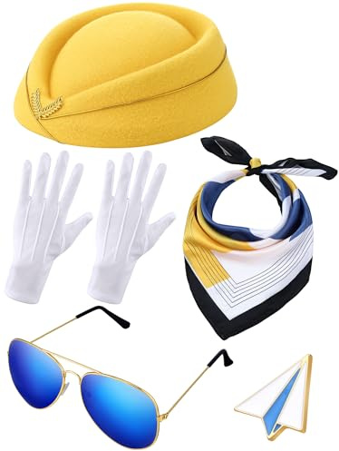 Bencailor 7 Pcs Women Flight Attendant Costume Accessories