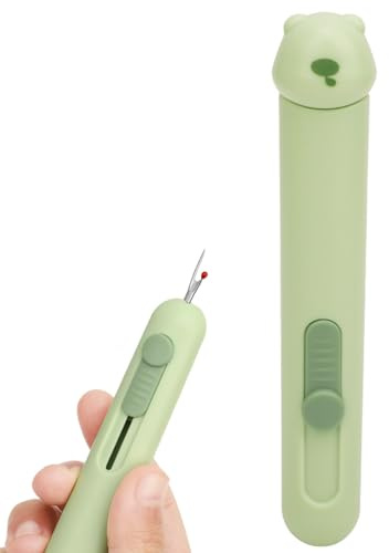 2 in 1 Automatic Needle Threader Seam Ripper - Quilting Supplies Sewing Kit - Quick Sewing Machine Loop Needle Threader (Green)