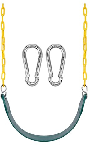 Sorbus Heavy Duty Swing Seat Green Color with 66” Rust-Resistant Chain - Playground Swing Set Accessories Replacement with Snap Hooks Support 250lb for Kids Outdoor Play