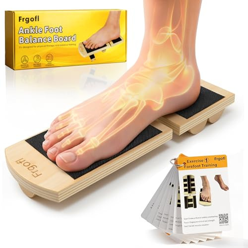 Frgofl Balance Board for Ankle Strengthening & Physical Therapy - Adjustable Single Leg Board for Recovery from Sprains, Plantar Fasciitis | Stability Trainer with Video Guide and Carry Bag