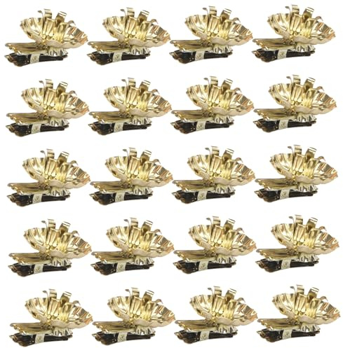 Gcroet 20 portavelas de árbol de Navidad con Forma de Flor, Dorados, con Clip, Soporte de Navidad de Metal para Decoraciones de Fiesta de cumpleaños de árbol.
