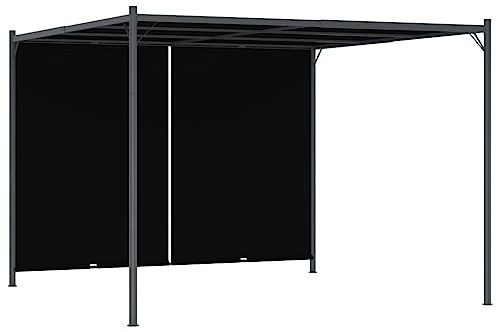 Pergola da giardino con tetto apribile retrattile, 3 x 3 m, antracite, robusta struttura in acciaio con protezione solare regolabile e tetto in poliestere impermeabile, accessori di montaggio inclusi