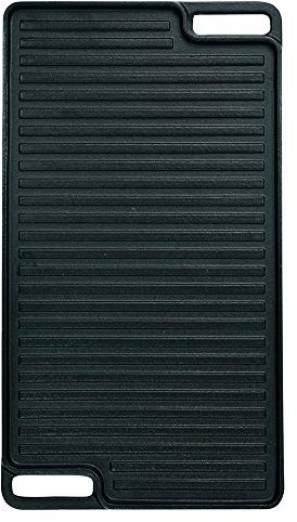 ProCook Reversible Cast Iron Griddle Pan Plate Enamel Coated Flat and Ridged Sides Indoors Outdoors Barbecue Grill Cookware - 46 x 26cm