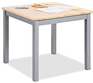 PINOLINO Kindertisch Fenna, vollmassives Kiefernholz, Tischhöhe 51 cm, für Kinder von 2 – 7 Jahren, grau und klar lackiert