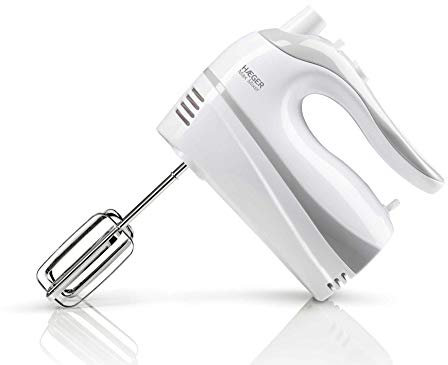 HAEGER MAX Mixer - Batidora Amasadora de 500W, Diseño y Potencia, 2 Pares de Varillas para Batir y Amasar de 20cm, 5 Velocidades, Función Turbo