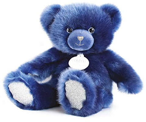 Doudou et Compagnie - Ours En Peluche Paillettes - 30 cm - Bleu Nuit - Ours Collection - DC3566