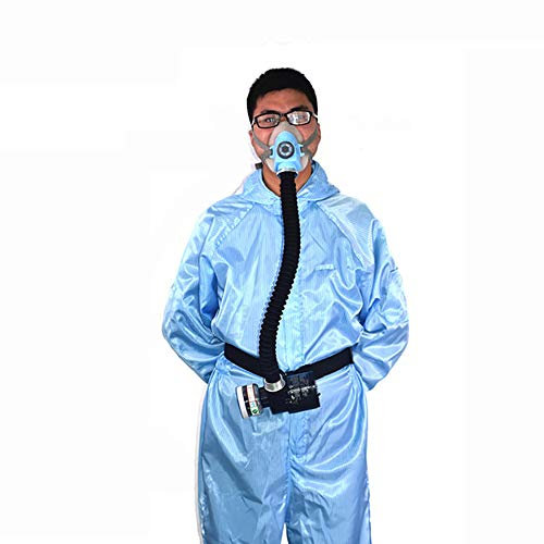 Toplionace Sicherheits Atemschutzmaske - Elektrischer Konstanter Durchfluss Mit Luftzufuhr für Das Ganze Gesicht, Tragbares Spray Malwerkzeug, Atemschutzsystem (Blau)