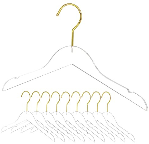 10 Pack Clear Acrylic Children's Hangers for Kids, Baby, Toddler, Infant Clothes Closet - Premium
