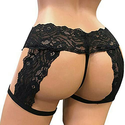 Sarge Knives Men's Floral Lace Thongs Enhance Pouch Bikini Briefs, Black 1 Count