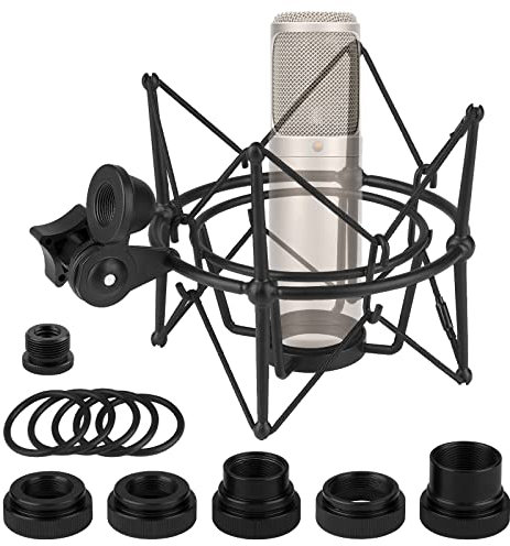 Geekria for Creators Microphone Shock Mount Compatible with Rode NT-USB, NT1-A, NT2-A, NT1000, NT2000, Procaster, Mic Anti-Vibration Suspension Adapter Clamp Mic Holder Clip (Black/Metal)