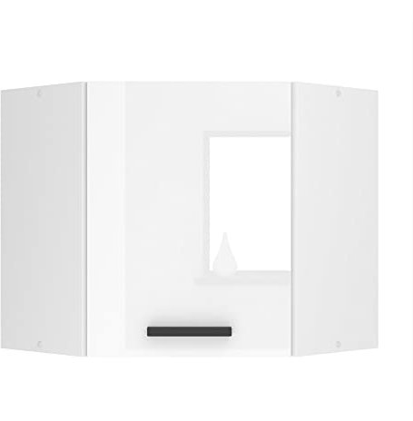 Belini Hängeschrank Küche, Küchenschränke SGN. Breite 60 cm. Oberschrank mit 1 Tür, Küchenhängeschränke, Wandschrank Hängend, Weiß Hochglanz