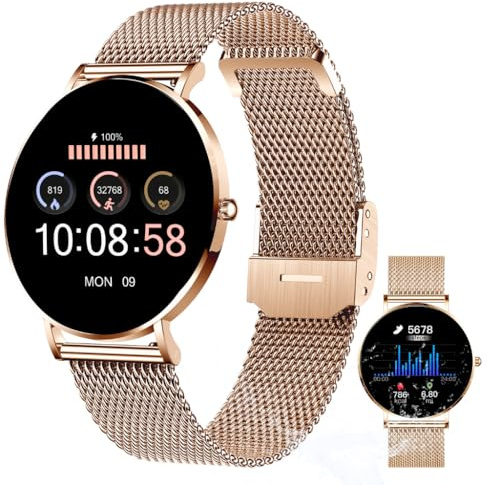 XCOAST SIONA 2 Damen Smartwatch Roségold – 1,3″ AMOLED, Elegante Fitnessuhr mit Herzfrequenz, Blutdruck & SPO₂, IP68 wasserdicht, 7 Tage Akku, Android & iOS