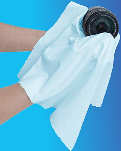 California JOS - 3 Pack, Light Blue Color,12 x 12 (30x30CM) Oversized Washable Durable Microfiber Cleaning Cloth for Glasses, Lenses, Electronics, Screens. Great for MacBook Pro 13, 14,15,16